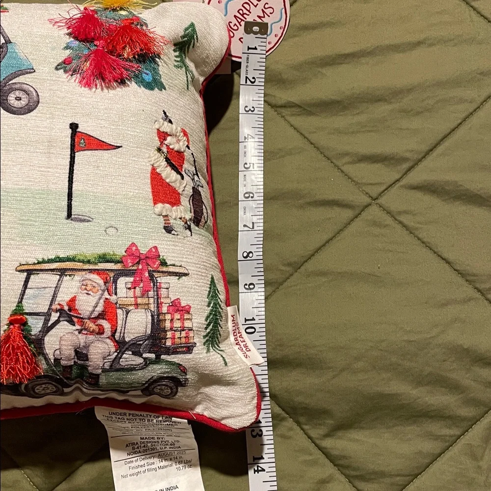 NWT Santa playing golf decorative pillow